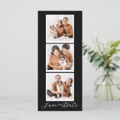 Modern Save The Date Black Collage Photo Strip (Stehend Vorderseite)