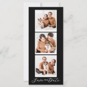 Modern Save The Date Black Collage Photo Strip (Vorderseite)