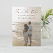 Modern Save The Date Card | Minimalist Photo Einladung (Stehend Vorderseite)
