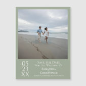 Modern Save the Date Foto Sage Green Magnet (Vorderseite)