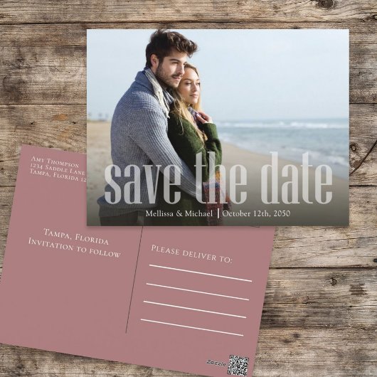 Modern Save the Date Fotokarte Rosa Postkarte