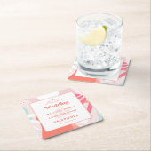 Modern Save the Date Hochzeitsmuster Korallen Aqua Rechteckiger Pappuntersetzer (Vor Ort)