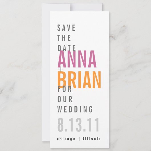Modern Save the Date mit fetten Schriftart (Vorderseite)