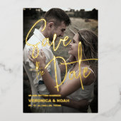 Modern Save the Date mit Foto | Real Gold Folieneinladung (Vorderseite)