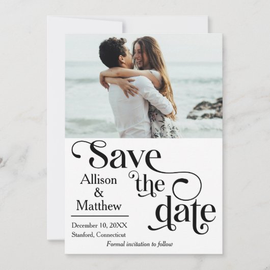 Modern Save the Date mit Foto - Sie sagte ja Einladung (Vorderseite)