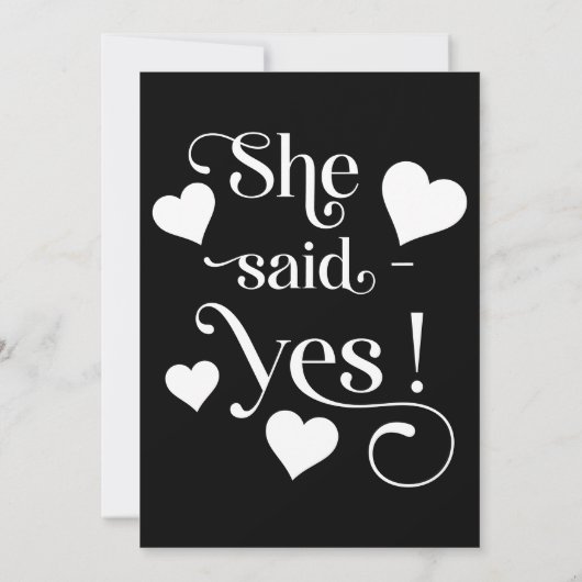 Modern Save the Date mit Foto - Sie sagte ja Einladung (Rückseite)