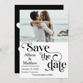 Modern Save the Date mit Foto - Sie sagte ja Einladung (Vorne/Hinten)