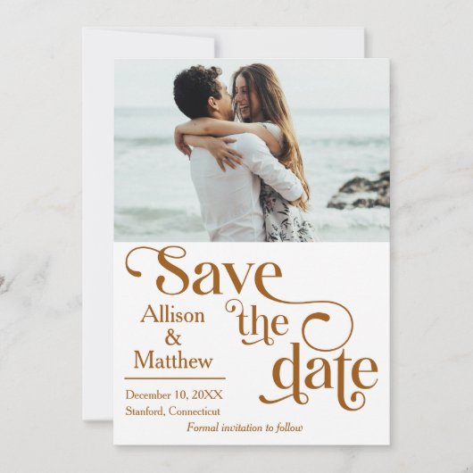 Modern Save the Date mit Foto - Sie sagte ja Einladung (Vorderseite)