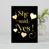 Modern Save the Date mit Foto - Sie sagte ja Folieneinladung (Stehend vorne)