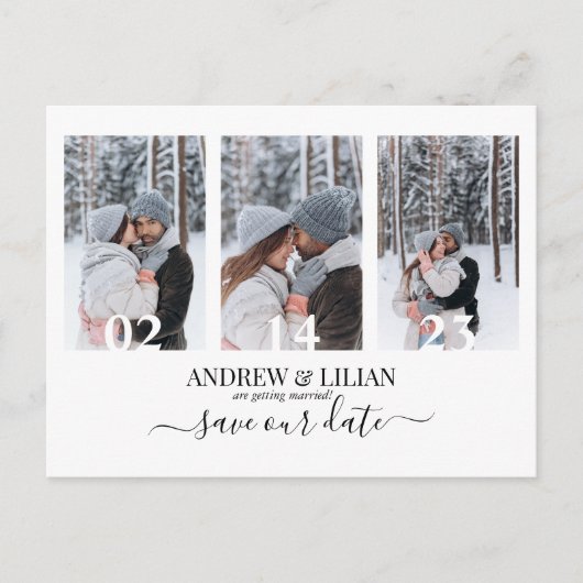 Modern Save the Date Monogram Fotolage Einfach Postkarte (Vorderseite)