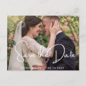 Modern Save the Date Monogram Fotolage Einfach Postkarte (Vorderseite)