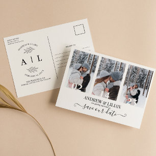 Modern Save the Date Monogram Fotolage Einfach Postkarte