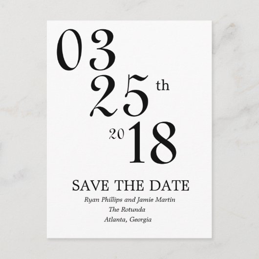 Modern Save the Date Post Card Ankündigungspostkarte (Vorderseite)