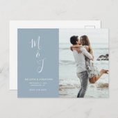 Modern Save the Date Powder Blue Ankündigungspostkarte (Vorne/Hinten)