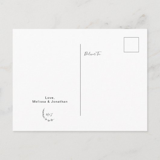 Modern Save the Date Powder Blue Ankündigungspostkarte (Rückseite)