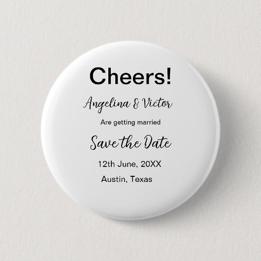 Modern Save the Date schlicht und elegant Button (Vorderseite)