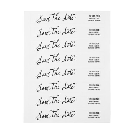 Modern Save the Date Simple Script Typografie (Bogen)