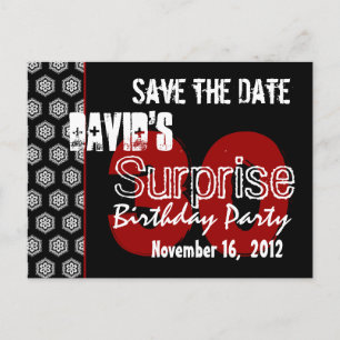 Modern Save the Date Surprise 30. Party V335 Ankündigungspostkarte