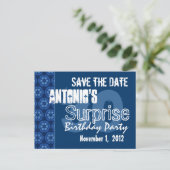 Modern Save the Date Surprise 30. Party V400 Ankündigungspostkarte (Stehend Vorderseite)