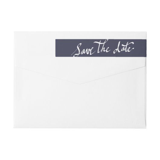 Modern Save the Date Typografie Script Navy Blue (Rückseite)