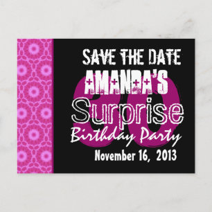 Modern Save the Date Überraschung 30. Party PinkW1 Ankündigungspostkarte