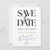 Modern save the date with gold accents karte (Vorderseite)