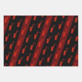 Modern Saxophone Muster Jazz Schwarz-weiß Red Saxo Geschenkpapier Set (Vorderseite 2)