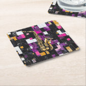 Modern saxophone pattern rechteckiger pappuntersetzer (angewinkelt)