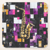 Modern saxophone pattern rechteckiger pappuntersetzer (Vorderseite)