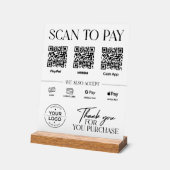 Modern Scan to Pay Sign: PayPal, Venmo, Cash App Acrylschild (Winkel)