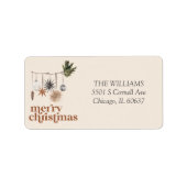 Modern Scandi Boho Frohe Weihnachts-Rücksendeadres Adressaufkleber (Vorne)
