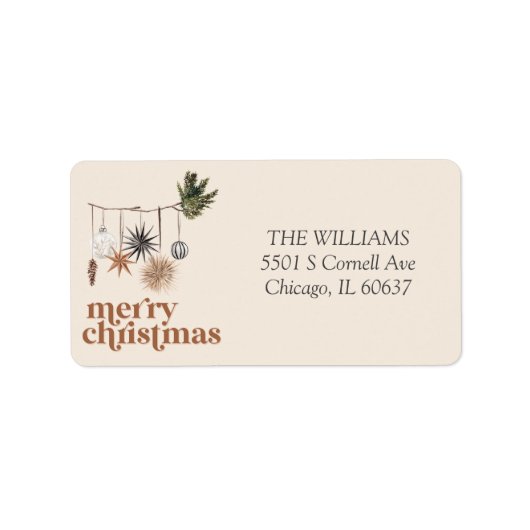 Modern Scandi Boho Frohe Weihnachts-Rücksendeadres Adressaufkleber (Vorne)