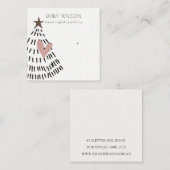Modern Scandi Christmas Tree Heart Earring Logo Quadratische Visitenkarte (Vorne/Hinten)