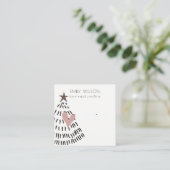 Modern Scandi Christmas Tree Heart Earring Logo Quadratische Visitenkarte (Stehend Vorderseite)