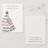 Modern Scandi Christmas Tree Heart Earring Logo Visitenkarte (Vorne/Hinten)