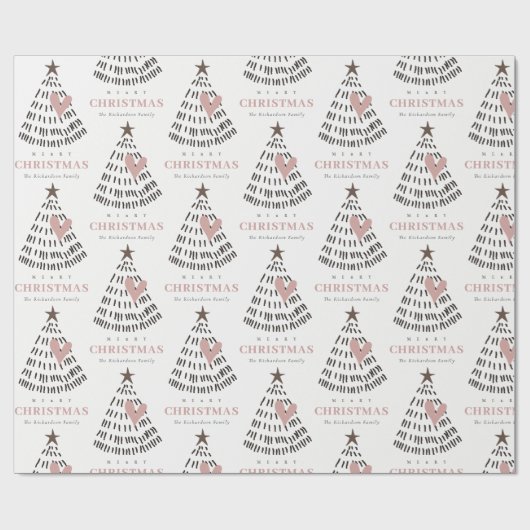 Modern Scandi Minimal Blush Heart Christmas Tree Geschenkpapier (Flach)