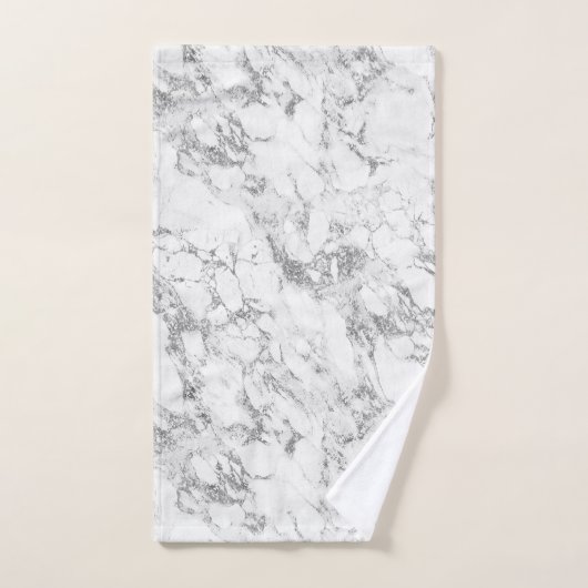 Modern-schick Weißgraue Silbergraue Glitzer Marmor Badhandtuch Set (Handtuch)