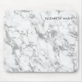 Modern-schick Weißgraue Silbergraue Glitzer Marmor Mousepad (Vorne)