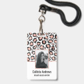 Modern schicke Black Rose Gold Foil Leopard Printi Ausweis (Front with Lanyard)