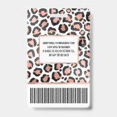 Modern schicke Black Rose Gold Foil Leopard Printi Ausweis (Back)
