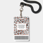 Modern schicke Black Rose Gold Foil Leopard Printi Ausweis (Back with Lanyard)