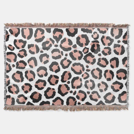 Modern schicke Black Rose Gold Foil Leopard Printi Decke (Vorderseite)