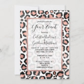 Modern schicke Black Rose Gold Foil Leopard Printi Einladung (Vorderseite)