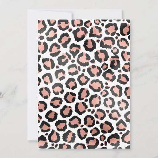 Modern schicke Black Rose Gold Foil Leopard Printi Einladung (Rückseite)