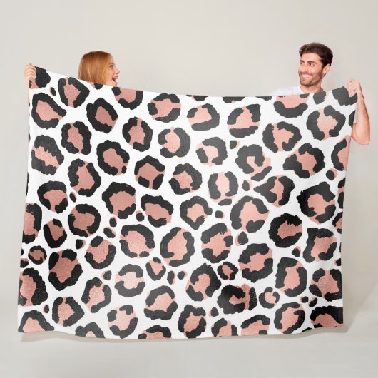 Modern schicke Black Rose Gold Foil Leopard Printi Fleecedecke (Beispiel)