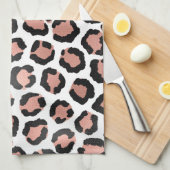 Modern schicke Black Rose Gold Foil Leopard Printi Geschirrtuch (Viertel Falte)