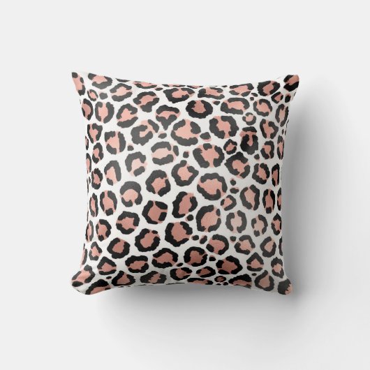 Modern schicke Black Rose Gold Foil Leopard Printi Kissen (Vorderseite)