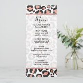 Modern schicke Black Rose Gold Foil Leopard Printi Menükarte (Stehend Vorderseite)