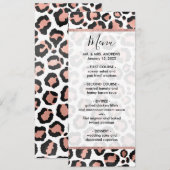 Modern schicke Black Rose Gold Foil Leopard Printi Menükarte (Vorne/Hinten)