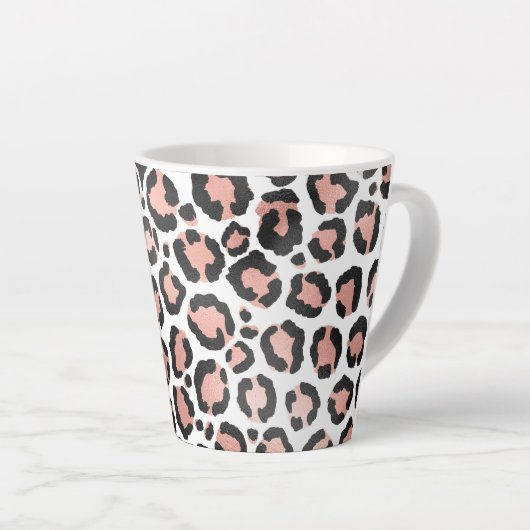 Modern schicke Black Rose Gold Foil Leopard Printi Milchtasse (Rechte Ecke)